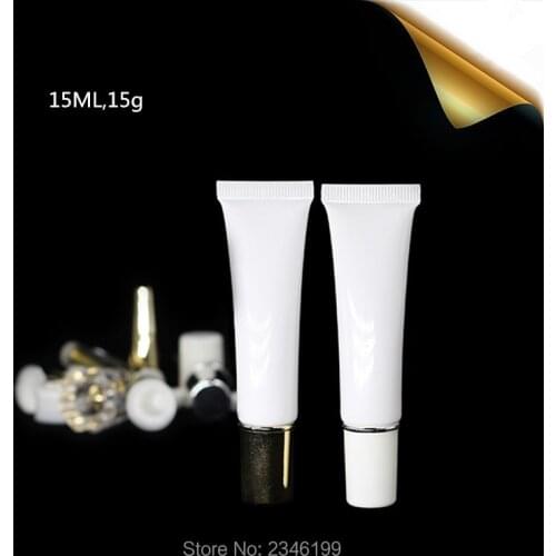 15ML,15g 100pcs/Lot,White Cosmetic Soft Tube BB CC Container Eye Cream Hand Cream Bottle Essence Ointment Empty Packing Tube