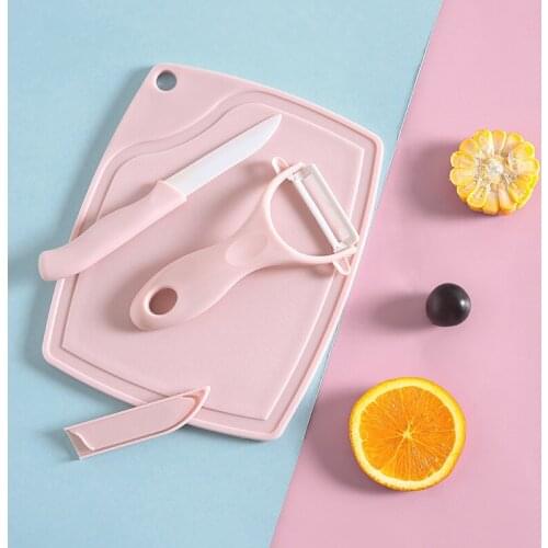 3Pcs/Set Pink Ceramic Cutting Paring Fruit Peeler Kitchen Kit with Sheaths Professional Knife Peeler Household Accessories