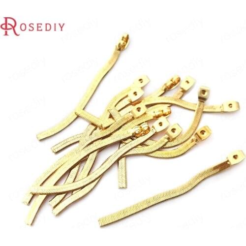 33626)10PCS 56MM 24K Gold Color Brass Flat Snake Chain Earrings Stopper Earrings Back High Quality Jewelry Findings Accessories