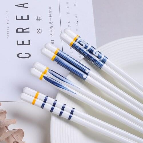 5Pairs Non-slip Chopsticks Ceramic Chopsticks Set Reusable Hot Pot Fried Pork in Scoop Cutlery Tableware Public Chopsticks