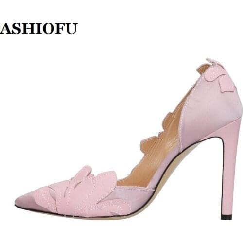 ASHIOFU New Hot Sale Ladies High Heel Pumps Real Picture Party Prom Dress Slip-on Shoes Large Size Evening Fashion Pumps Shoes