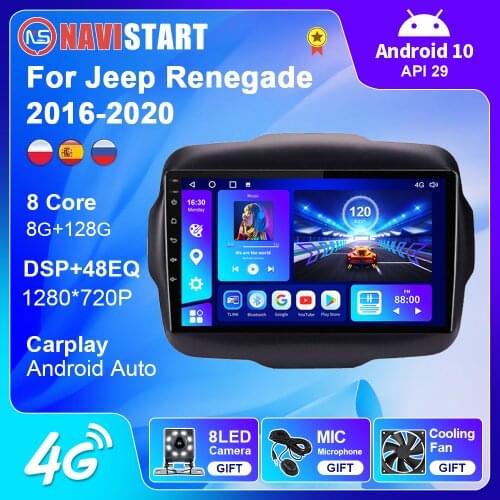 Android 10 Car Radio For Jeep Renegade 2016 2017 2018 2 Din Multimedia Stereo Video Player GPS Navigation 4G Wifi DSP BT Carplay