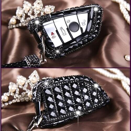 LUNASBORE Luxury Diamond Bling Car Key Case Cover/ Key Shell For BMW 2 / 7 series X1 X5 X6 Car Smart Remote Key Cover