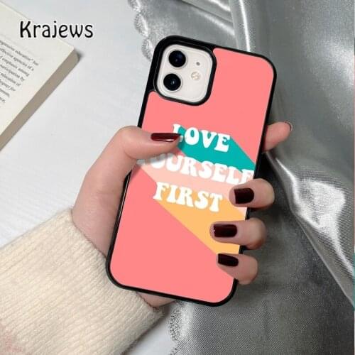 Krajews Love Yourself First coque Phone Case for iPhone 12 mini 5 6S 7 8 PLUS X XS XR 11 PRO MAX SE 2020 Back Cover Funda Shell