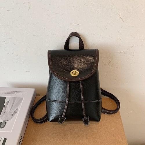 Pure color PU ladies backpack fashion waterproof handbag long shoulder strap womens shoulder bag 2020 new compression bag