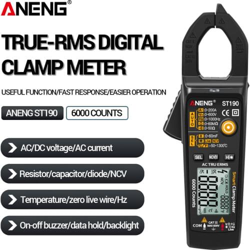 ANENG ST190 Clamp Meter 6000 Counts True RMS Digital Professional Multimeter AC Current Clamp Tester Meters Voltmeter Auto Range