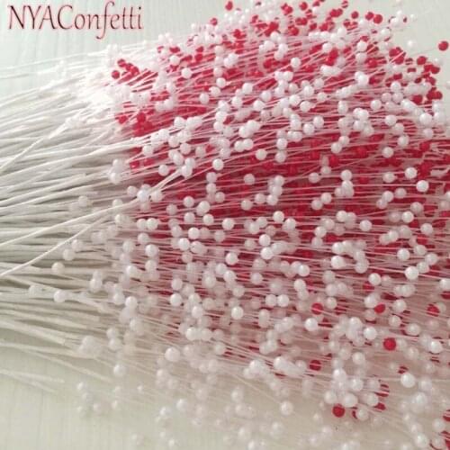 Length/22CM,Pearl/4mm,100 Bundles Plastic Craft Beads Stem Artificial Pearls With Fishing Line Wedding Bouquet DIY Decoration