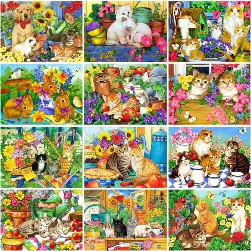 Evershine 5D DIY Diamond Embroidery Cat Rhinestone Art Full Square Diamond Painting Dog Animals Autumn Decorations