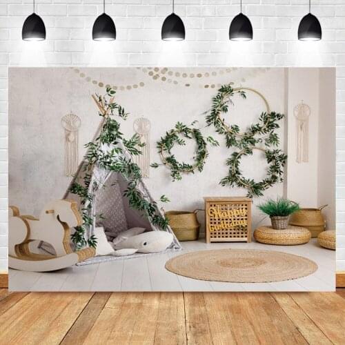 Birthday Backgrounds For Photography Happy Birthday Party Sweet Decor Baby Toy Tent Wood Floor Child Poster Photo Backdrop