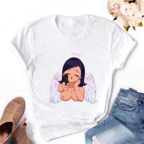Cute Angel Bratz Graphic Print Tshirt Women Clothes 2021 T Shirt Femme Harajuku Kawaii Clothes Summer Tops Tee Shirt