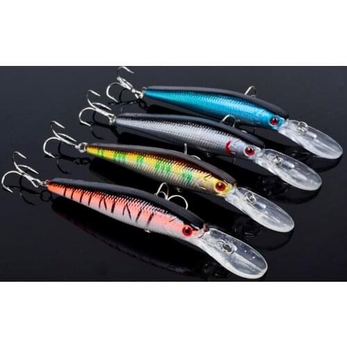 HiUmi 1PC 4Colors 12.5cm 14g Hard Fishing Lures Plastic Minnow Crankbaits Treble Hooks Artificial Bait