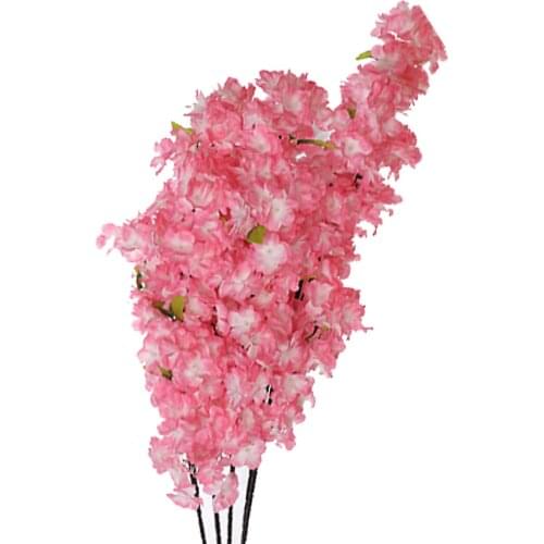 120cm Cherry Blossoms Artificial Flowers Bright Color Realistic 4Pronged Faux Flower Branch For Mariage Wedding Decoration