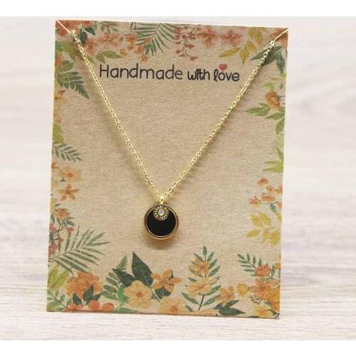 10*8cm handmade with love packing card necklace display card print thank you paper card 100pcs +100 plastic bag