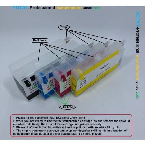 YOTAT refillable ink cartridge for HP711XL HP711 HP 711 for HP Designjet T120 24T520 24T520 36 T120 610 T520