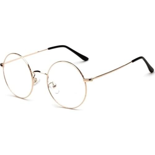 Tide gold Stainless Steel Classic Round Metal Glasses Clear Lens Glasses Nerd Glasses