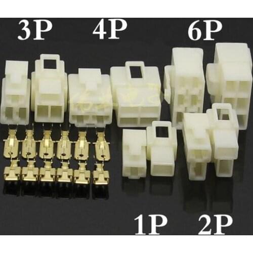 1P 2 3 4 6PIN 6.3mm connector + terminal Kits for Motorcycle ebike car set:male plug + female socket + terminal 100set/1lot