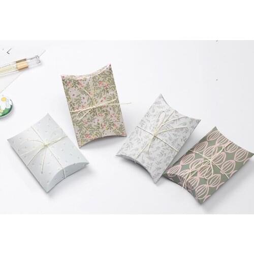 Pillow Box Chocolate Candy Cookie Wedding Party Baby Shower Favor Gift Pillow Packaging Boxes Pattern Gift Box LX9427
