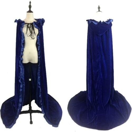 Movie Cosplay Dress Costume Princess Blue Long Cape Halloween Carnival Stage Performce Cloak For Adult Women