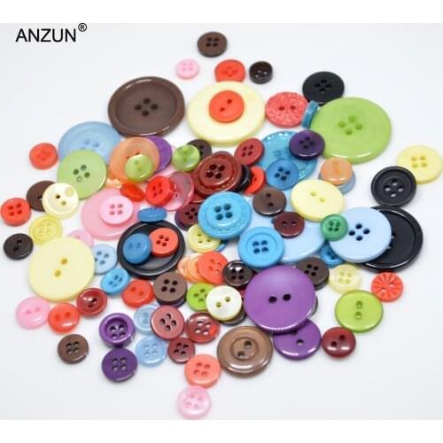 50g Approx 100pcs Mixed Sizes & Coulr Buttons Round Resin Sewing Buttons Scrapbook DIY Jewerlry Findings