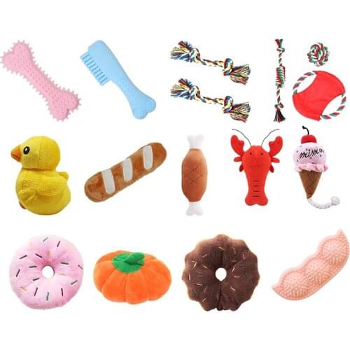 Legendog 16PCS Plush Cartoon Vocalization Pet Chew Toys Pet Squeaky Toys Creative Interactive Toys Dog Bite Toys
