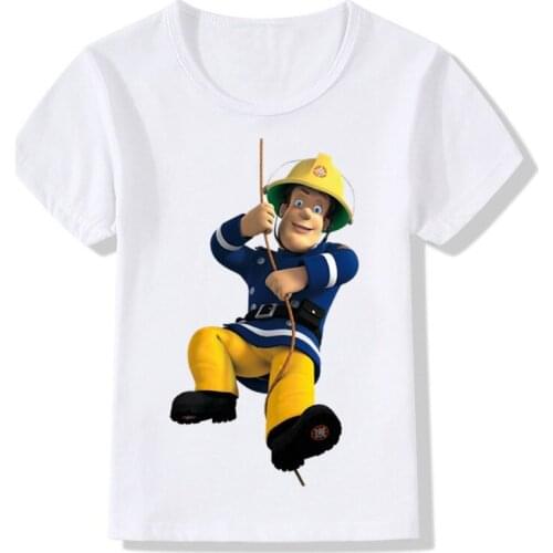 2019 summer Sam fireman Boys/Girls T Shirt new Great Kawaii Short Sleeve Tops Childrens Funny T-Shirt 3-8T birthday shirt