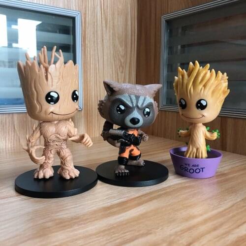 Marvel Avengers Guardians of the Galaxy Rocket Raccoon and Groot Model Anime Figures Favorites Collect Ornaments Toys Gifts