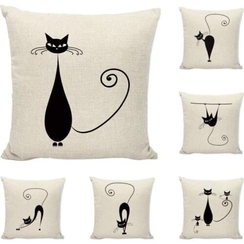 Black Fat Cat Pillowcase Cute Animal Tail Cushion Cover Cartoon Friends Decorative Throw Pillows Sofa Car Home Textile Cojines
