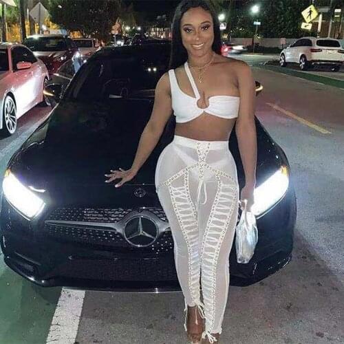 2021 new fashion sexy womens one-shoulder top & tpencil trousers 2 two-piece set Kylie Jenner Celebrity Club Party Tights Set