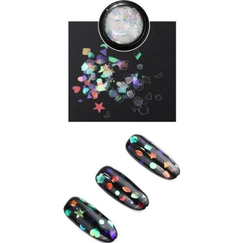 New 300pcs Holographic Nail Glitter Mix Star Round Heart Flakies Mermaid Mirror Irregular Paillette DIY Sequins Nail Art Decor