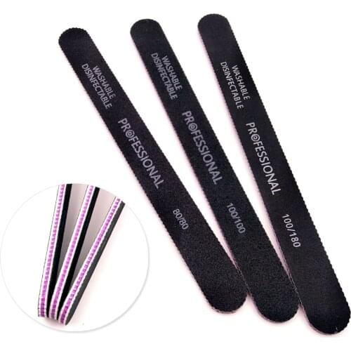 5Pcs EVA Nail File Buffing 100/180 Black Diamond Sandpaper Sanding Nail Buffer Washable Manicure Pedicure Accessoires Tools