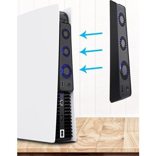 Durable Black Cooler With 3 Cooling Fans Compatible With PS5 Console Host Cooling Fan Cooler Game External Accessories