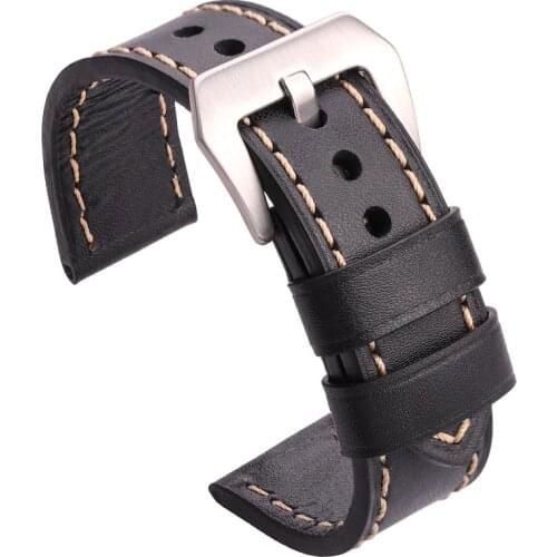 High Quality Genuine Leather Watchband Bracelet 20mm 22mm 24mm Black Brown Handmade Watch Band Strap Women Men Watch Accessories