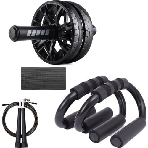 Abdominal Roller & Jump Rope & Push Up Stand Bodybuilding Set Fitness Equipment for Home Gym Abdominal Muscle Trainer Ab Roller