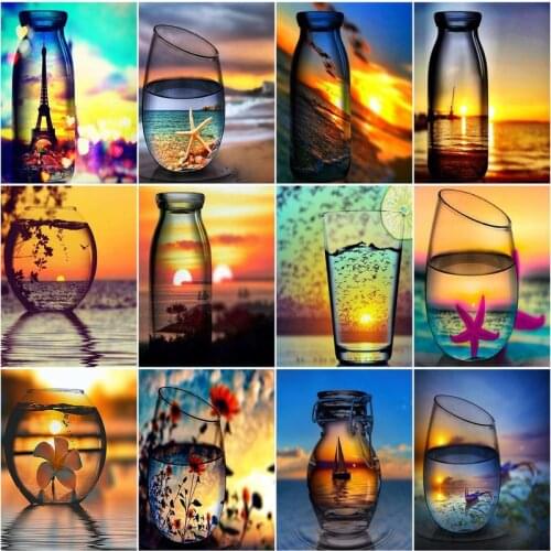 RUOPOTY Frame Painting By Numbers Kits Bottles Landscape Modern Drawing Coloring By Numbers Acrylic Paint For Home Decor Art