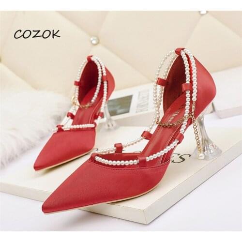 Sandals for Women 2021 String Bead Luxury Fashion Woman Shoes High Heels Sexy Party Shoes Women