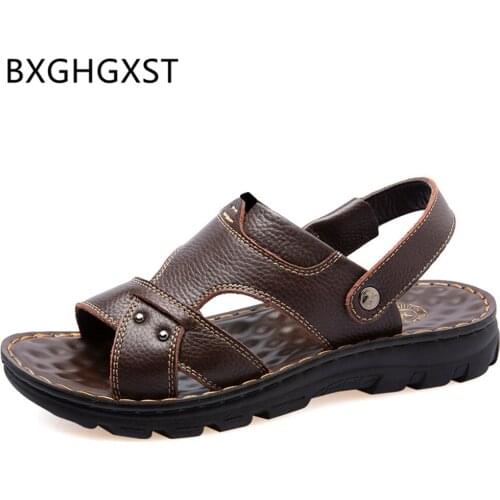 Beach Sandals Brand Casual Shoes Mens Sandals Summer Shoes Luxury Mens Sandals Genuine Leather 2020 Slides Men Zapatos De Hombre