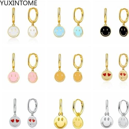 925 Silver Ear Buckle Round smiley Korean Earring Hoops Earring For Lovers' Woman Girl Pendientes Brincos Fine Jewelry 3