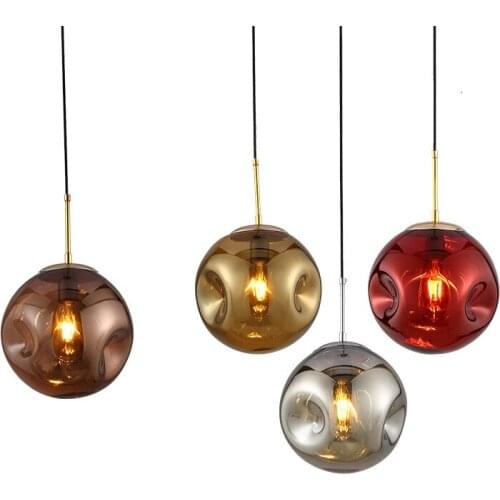 Nordic creative personality glass concave ball chandelier personality bedroom lighting creative restaurant chandelier E27
