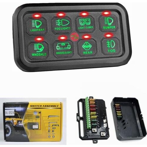 8 Gang LED Auto Switch Button Panel Circuit Control Relay System Box Slim Touch Control Panel for Truck Boat Jeep ATV SUV