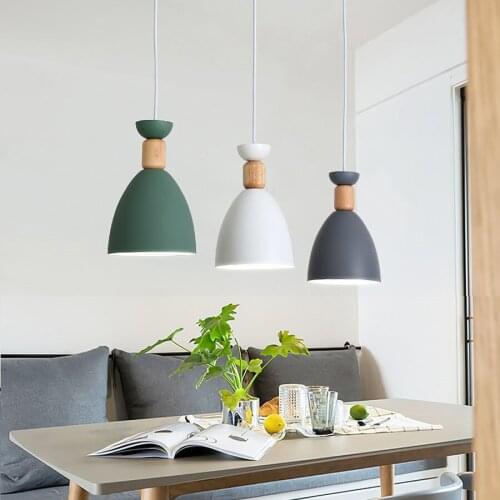 Thrisdar Nordic Wooden Pendant Lights E27 LED Pendant Lamp Modern Design Kitchen Bedroom Dinning Room Cafe Bar Hanging Lights