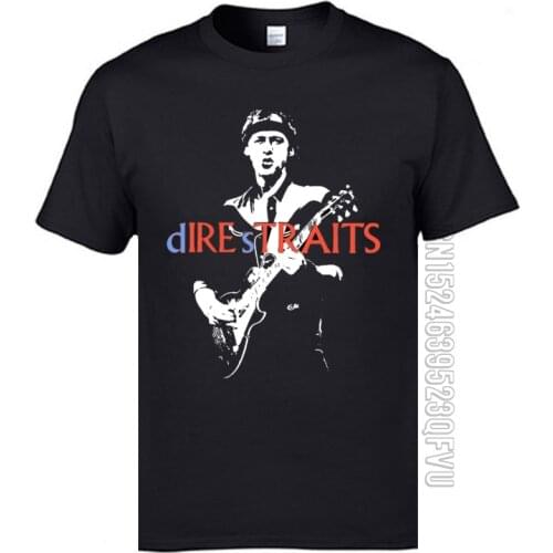 Hiphop Guitar Rock Dire Straits T shirt High Quality Round Collar 100% Cotton Breathable Tops & Tees Mens Popular Band Tshirts