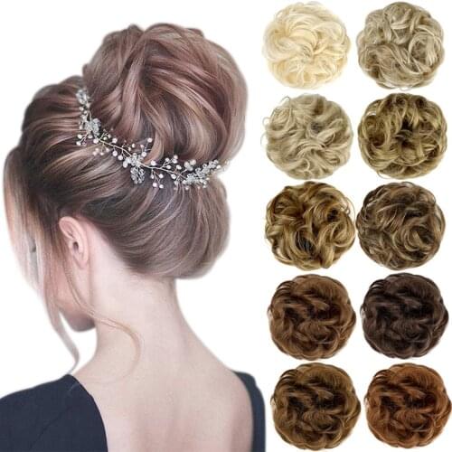 XBwig Curly Chignon Hairpiece Synthetic Tousled Messy Bun Hair Elastic Band Updo Chignon Hair Hairpiece For Women