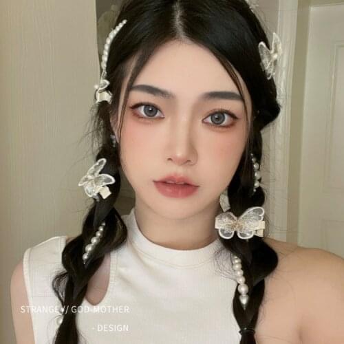 Butterfly pearl braided hair artifact hairpin summer women tied hair chain temperament head ornaments hair ornaments