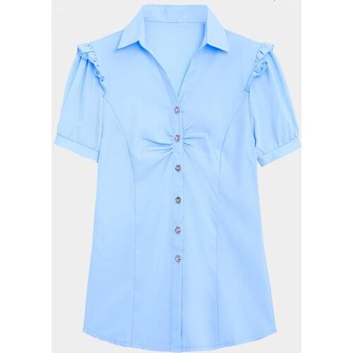 ZB4737 2021 Summer new womens fashion casual short-sleeved Korean version slim professional shirt cheap wholesale