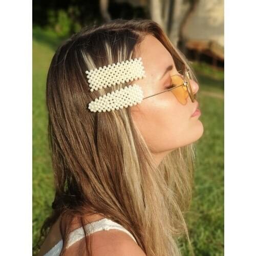 Pearl Clasp Set (2) pearls hair clips Pin for women fashion geometric flower barrettes headwear sweet hairpins hair accessory