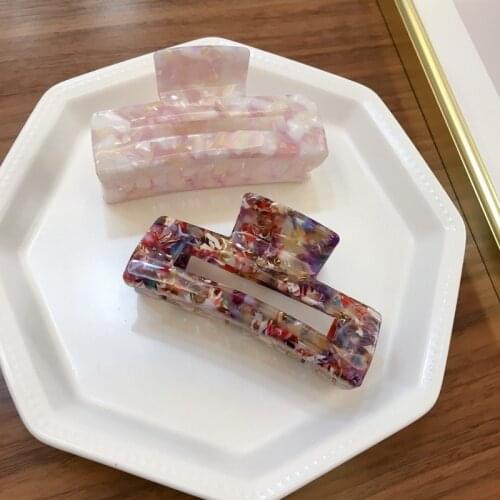 2021 Women Girls Acetate Hair Clip Flower Print Hair Claws Headband Hair Crab Clamp Square Claw Clip Hairpins Hair Accessories