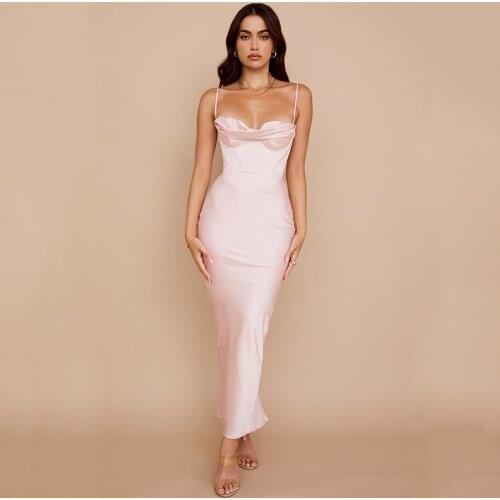 High quality womens sexy satin dress 2021 new double layer Cb tight-fitting long dress celebrity elegant party fashion dress