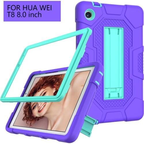 Armor Shockproof Tablet Cover Case For Huawei MatePad T8 8.0 2020 Kobe2-L03 Kob2-L09 Coque Hard PC TPU Silicone Stand Shell