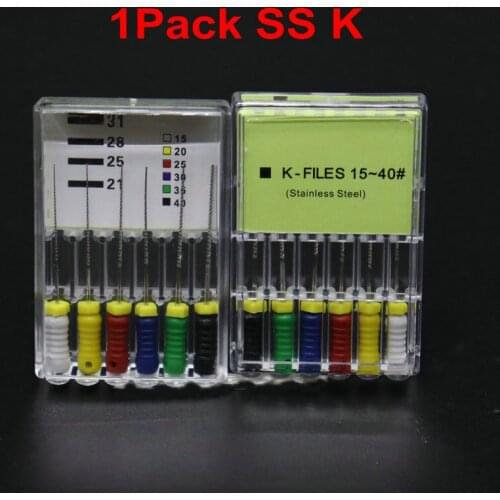 1 Pack 25mm Dental SS K Files 15-40# Stainless Steel Endo Files for Hand Use Files Dentist instruments Root Canal Files
