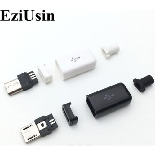 1000PCS/LOT Micro USB 5Pin Male connector plug kit Black/White welding Data OTG line interface DIY data cable accessories Type B